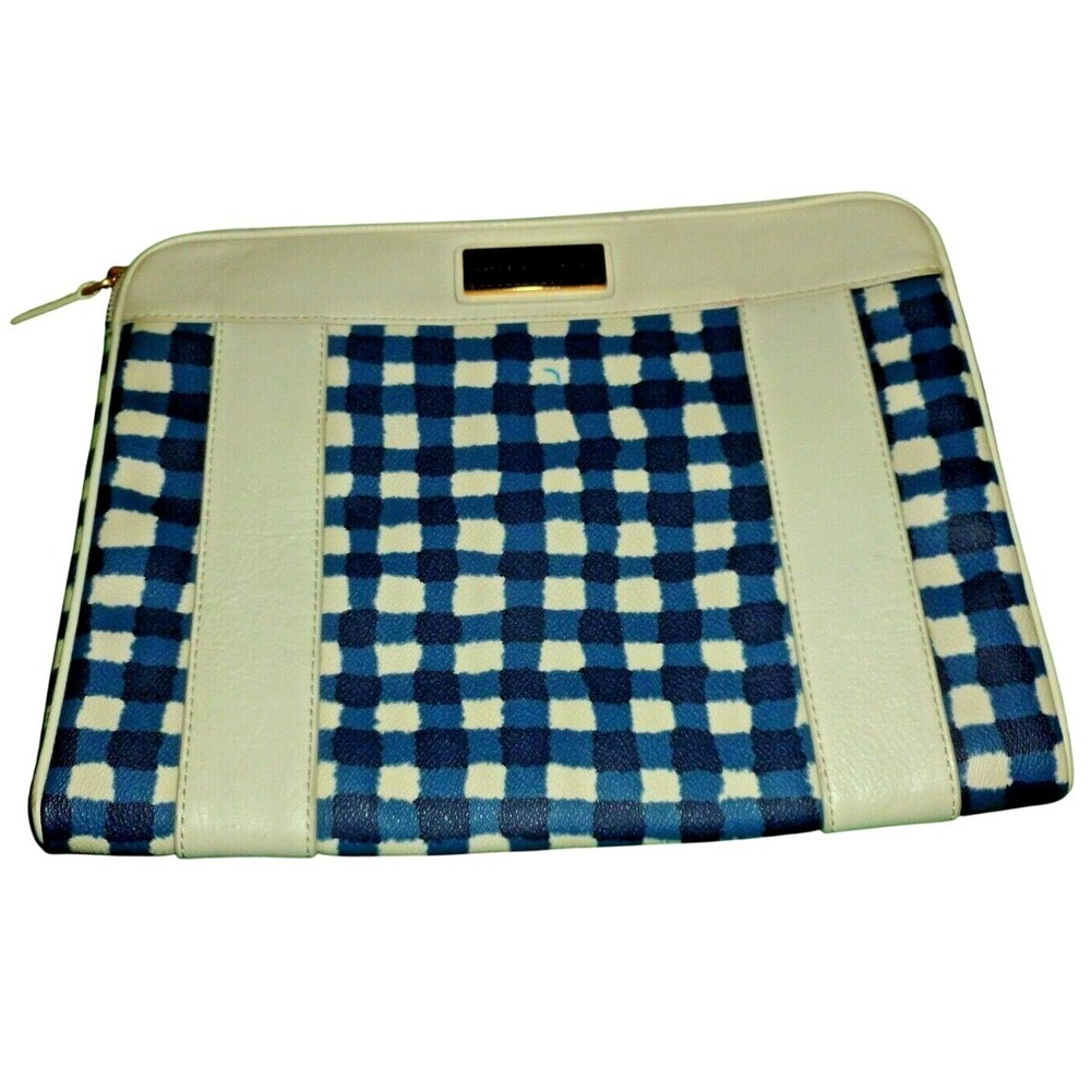 Marc‎ by Marc Jacobs Blue White Gingham Checkered Laptop Sleeve Pouch Bag